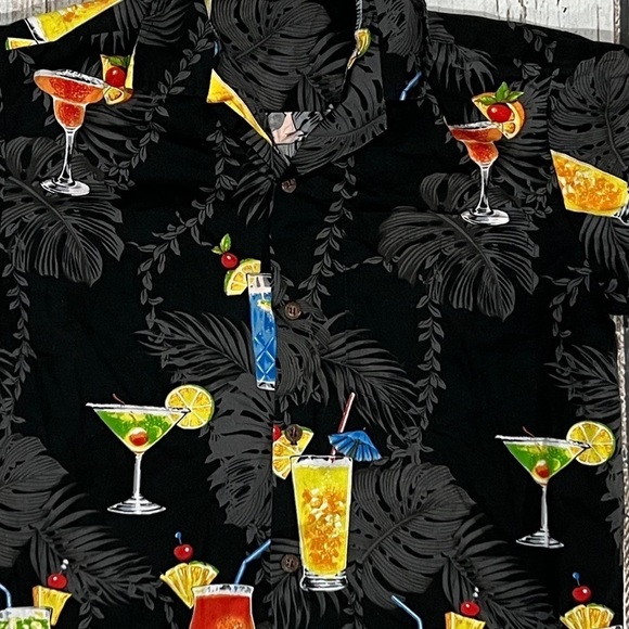 Vintage Aloha Republic Cocktail Design Hawaiian Honeymoon Button Down Shirt - Picture 2 of 4